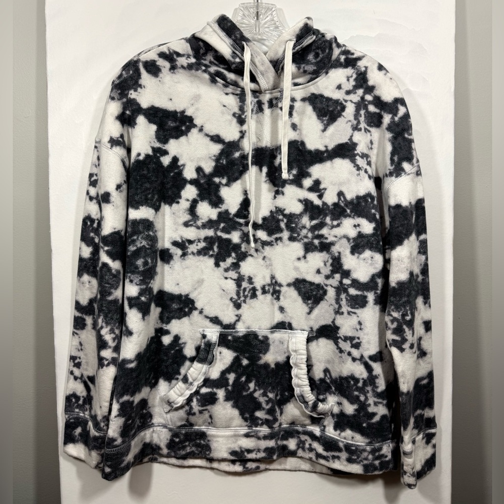 Hollister Black and White Patterned Sweatshirt Hoodie Size Small